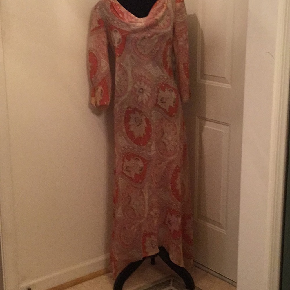 Women’s Orange Multi High/Lo Dress with Split Sleeves
